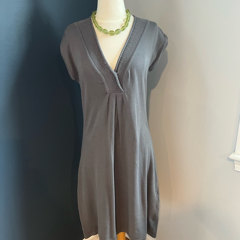 ETHOS Paris Gray Organic Cotton Short Sleeve Dress Size M